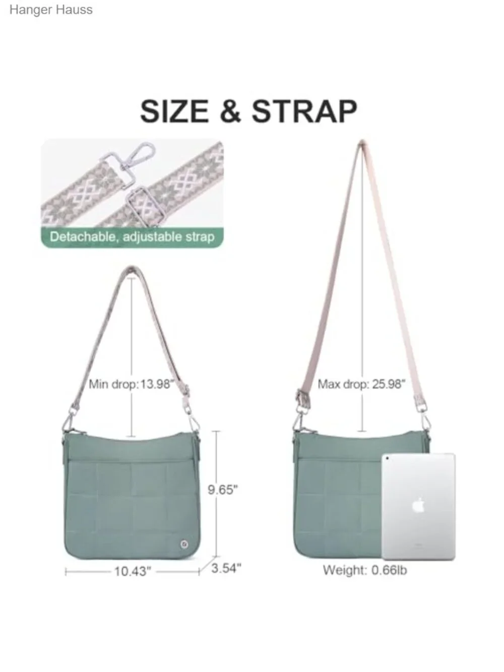 Quilted Nylon Anti-Theft Crossbody Hobo Bag with Adjustable Strap